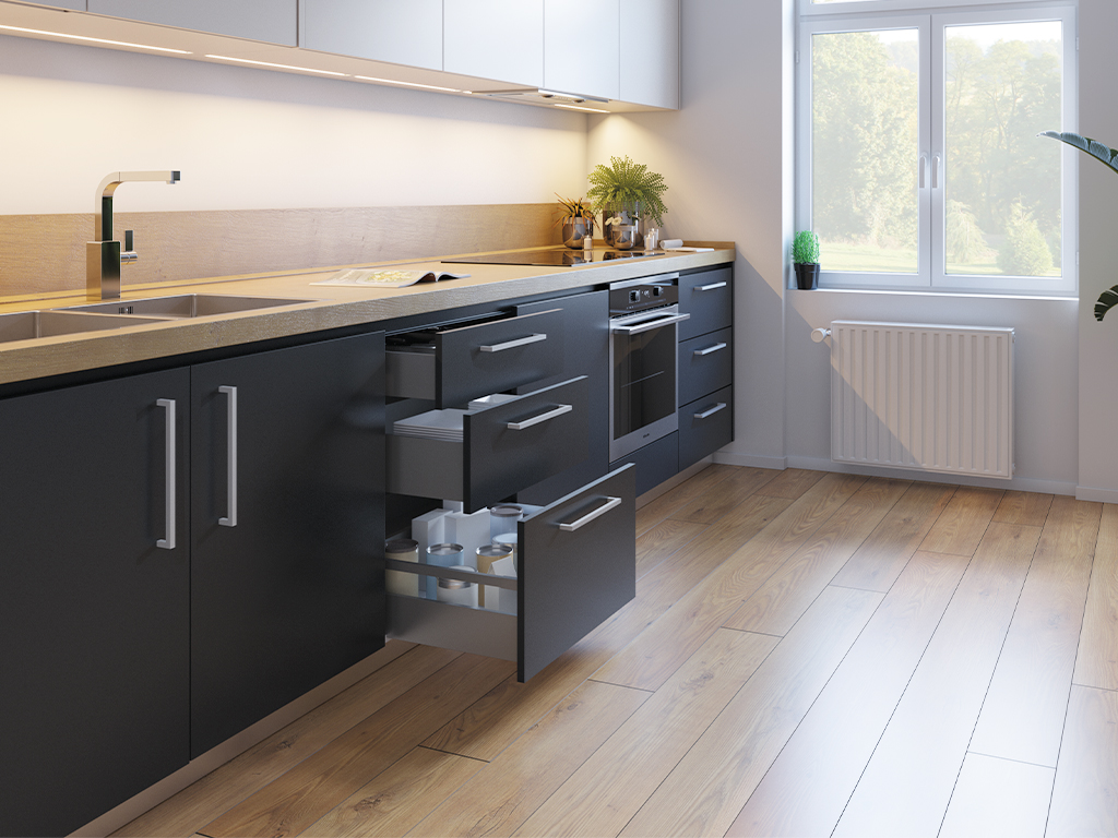 Cajon Vertex de Emuca. Cajones de cocina. Cajones de baño